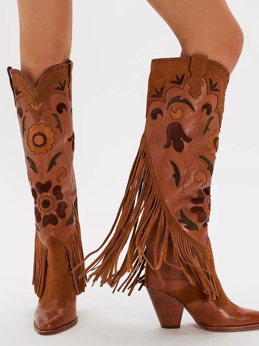 New Spell Free People Sannah Fringe Western Boots